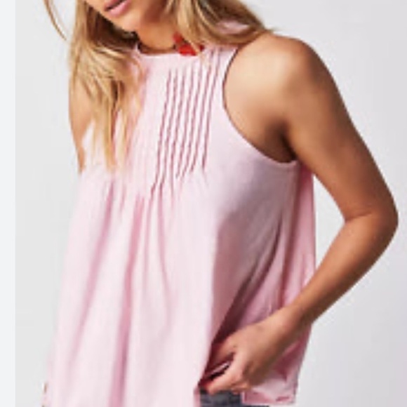 NWT Free People Go To Town Tank Cotton Pleated with Scalloped Hemline / XSM - Picture 6 of 9